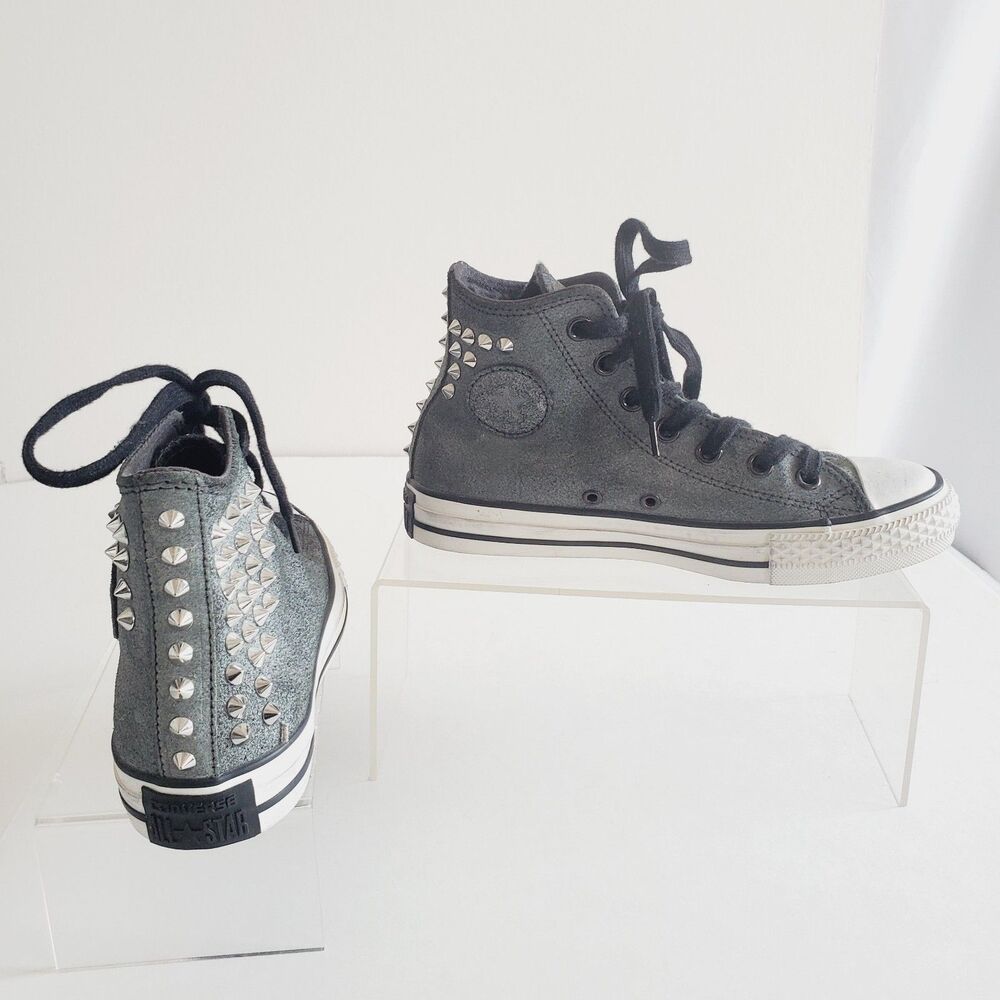 Converse Chuck Taylor Sneakers Men's 4 Women’s 6 Gray Leather Silver Studs Rock